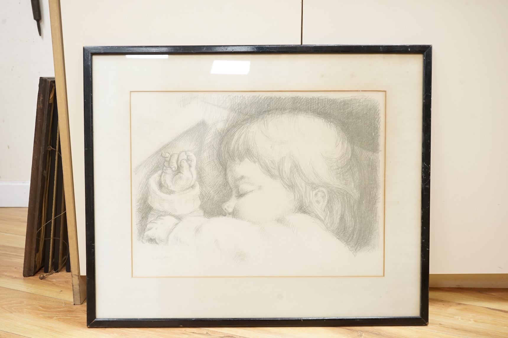Ib Spang Olsen (Danish, 1921-2012), Study of a child sleeping, pencil sketch, signed, 39 x 52cm